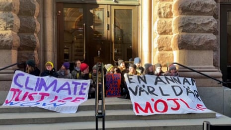 Greta Thunberg joins climate activists blocking Swedish parliament – video