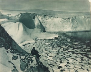 F. Bickerton looking out over seas near Commonwealth Bay