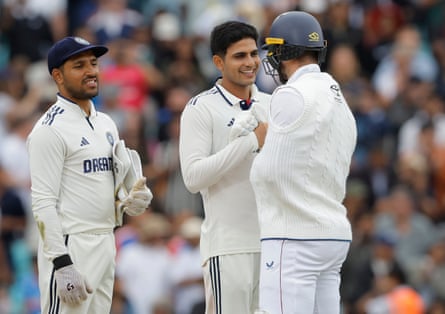 India captain Shubman Gill shakes hands with Chris Woakes