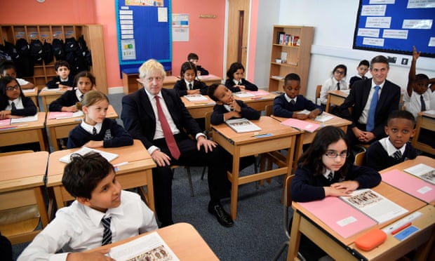 Boris Johnson and Gavin Williamson at Pimlico Primary school, September 2019