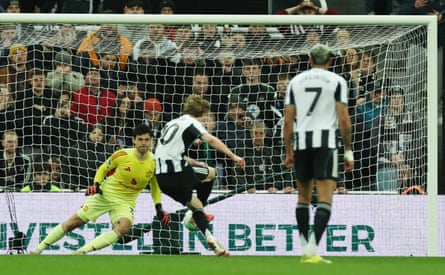 Anthony Gordon scores a penalty.