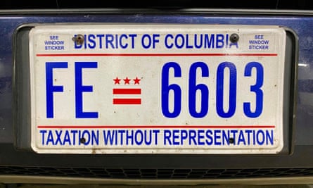 A DC license plate reading ‘taxation without representation’.