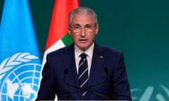 Mukhtar Babayev, Azerbaijan ecology and natural resources minister, speaks during a plenary session at the COP28 U.N. Climate Summit, Saturday, Dec. 9, 2023, in Dubai, United Arab Emirates. (AP Photo/Kamran Jebreili)