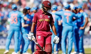 West Indies’ Nicholas Pooran looks dejected as he walks off after losing his wicket.