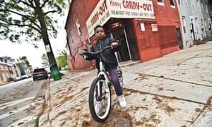 D’Angelo Preston outside the Honey Carry-Out store in Baltimore