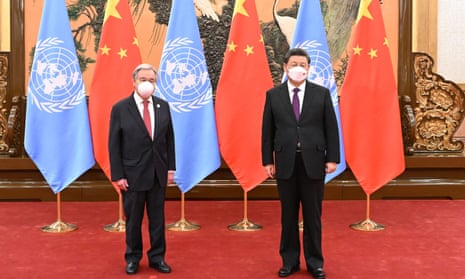 Chinese president Xi Jinping meets with UN secretary-general Antonio Guterres at the Great Hall of the People in Beijing.