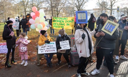 Protesters in St James’ Park on Saturday campaign against imprisoning pregnant women.