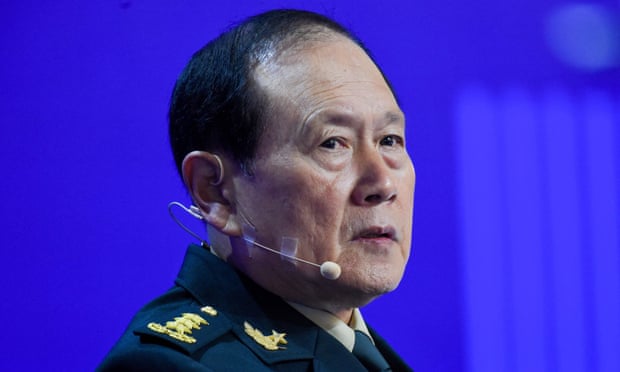 China's defence minister, Wei Fenghe, at the Shangri-La Dialogue summit in Singapore.