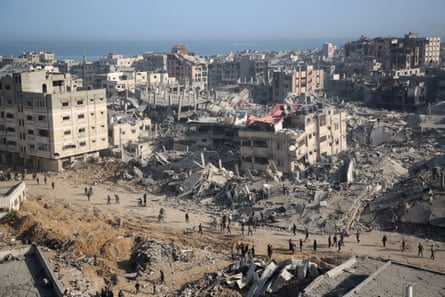 Destruction in the area surrounding Gaza’s Al-Shifa hospital after the Israeli military withdrew from the complex housing the hospital on April 1 2024.