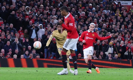 Antony finishes cleverly for Manchester United’s winning goal on 73 minutes.
