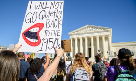 Protesters gather in front of the supreme court during the 2020 Women’s March, in October.