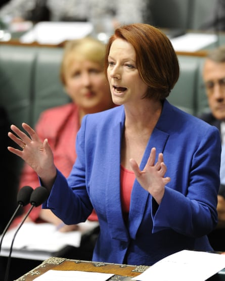 Julia Gillard speaks during House of Representatives question time at Parliament House in Canberra, Tuesday, 9 October, 2012. Tony is asking that the Speaker be removed from office.
