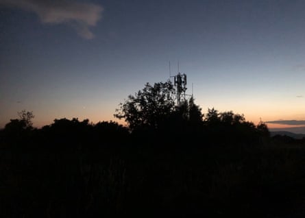 The mobile phone mast at dusk where the nightjars sing. Venus is visible lower left