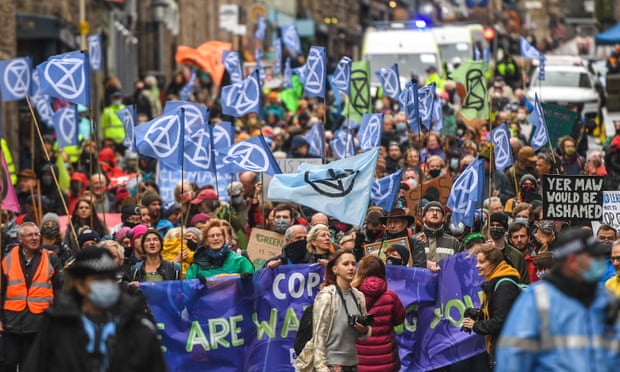 An Extinction Rebellion march in Edinburgh, Scotland, on 21 October.