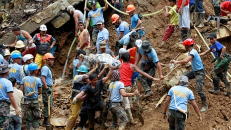 Almost 100 people feared dead after Typhoon Mangkhut landslide – video