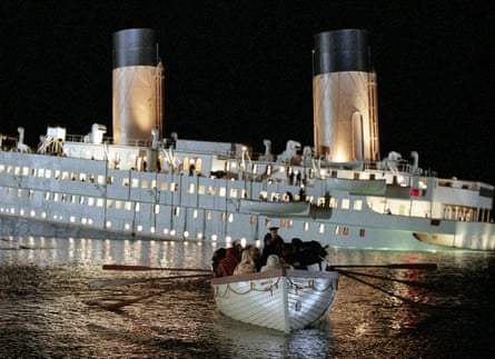 Lifeboat scene from Titanic (1997), the film for which Peter Lamont won an Oscar for best production design.