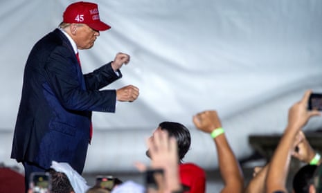 Donald Trump campaigning in Florida yesterday.