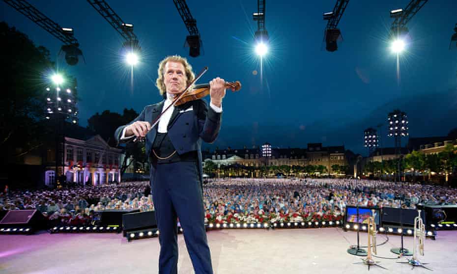 André Rieu performs one of his annual summer concerts in Vrijthof square, Maastricht.