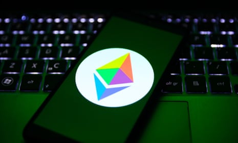 An Ethereum logo on a smartphone