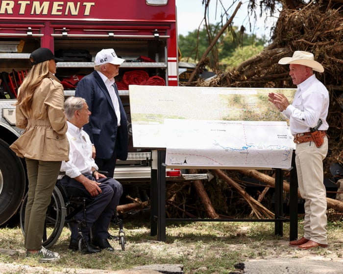 Trump news at a glance: Trump tours Texas disaster zone as administration dodges questions over future of Fema
