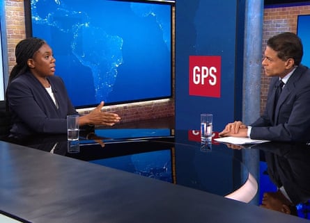 Kemi Badenoch talking about British immigration policy on Fareed Zakaria’s CNN show.