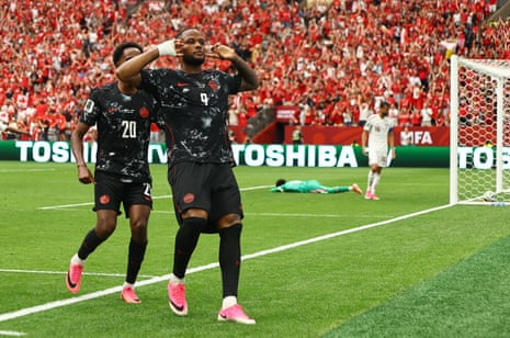 Cyle Larin celebrates