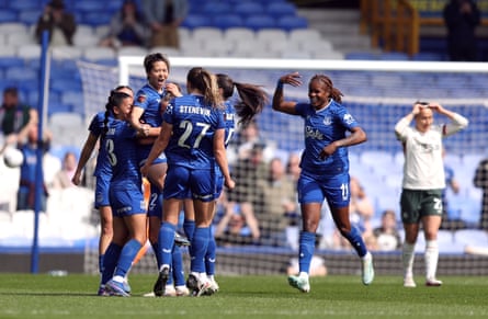 Yuka Momiki celebrates scoring her goal of the season contender against Chelsea in April.