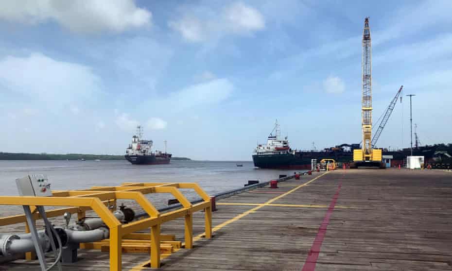 Vessels carry supplies from a dock near the Guyanese capital, Georgetown, to an offshore oil platform operated by ExxonMobil.