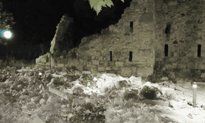 A building near Bodrum was damaged by the quake.