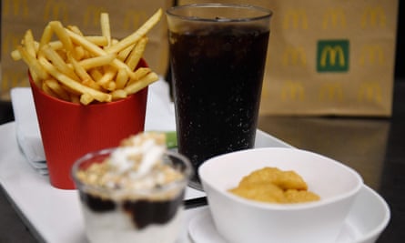 A meal tray with reusable dishes and containers at a McDonald’s restaurant. Environmental campaigners say they will monitor fast-food outlets to ensure plastic reusable tableware is managed responsibly