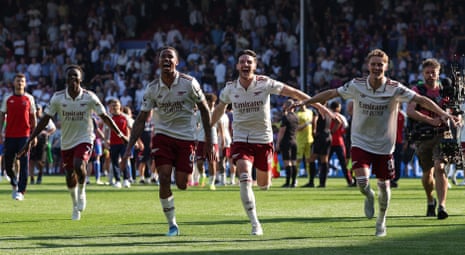 Arsenal celebrate at full-time.