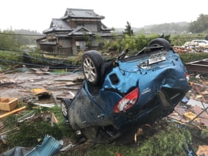 A tornado formed during the course of the Typhoon Hagibis hit Chiba Prefecture near Tokyo.
