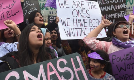a rally for women rights on International Women’s Day in Lahore