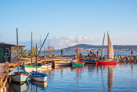 Small boats tied up in the evening