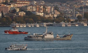 Russian Navy’s reconnaissance ship Liman, of the Black Sea fleet, is pictured in the Bosphorus last year.