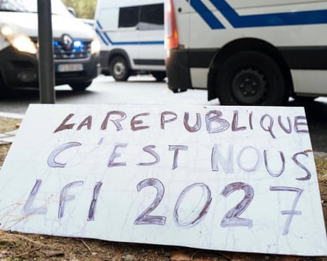 A placard in French reading The Republic Is Us, Toulouse, France and supporting LFI party