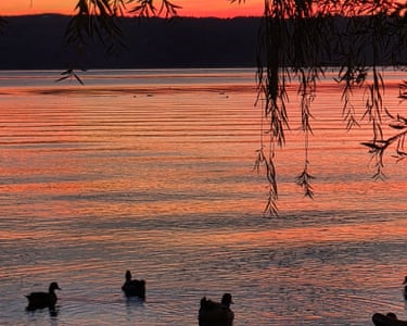 Lago di Bolsena, Italy ‘Taken just after sunset, trying to capture the different colours reflecting from the ripples in the lake water.’