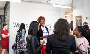 Networking at digitalundivided, an incubator for startups founded by black and Latina women.