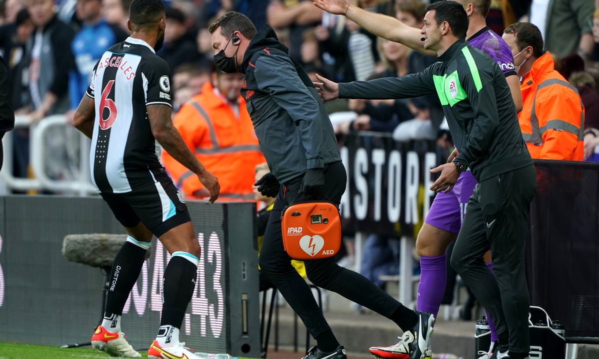 newcastle v spurs fan stabilised and taken to hospital after medical emergency premier league the guardian