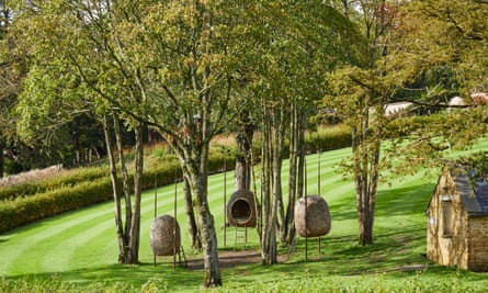 Woven ‘nests’ to relax in at the Newt in Somerset.