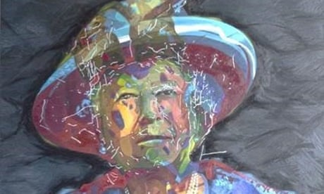 Head and shoulders detail from a portrait of Queen Elizabeth II painted by the robot artist Ai-Da.