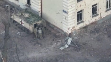 Drone footage shows Ukrainian medical evacuation from Soledar – video