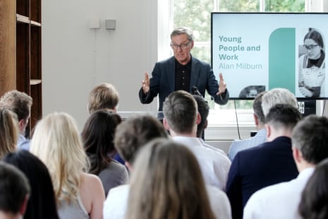 Alan Milburn speaking at his press conference.