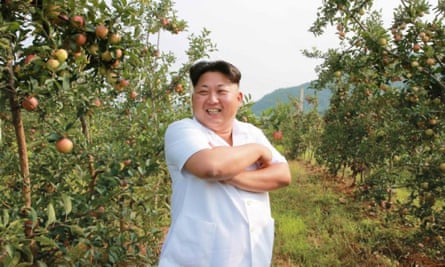 Kim Jong-un inspects a fruit farm: North Korea has enjoyed record harvests in recent years. 