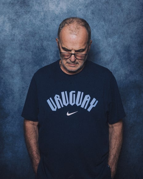 Marcelo Bielsa looks down during the official Fifa World Cup portrait session