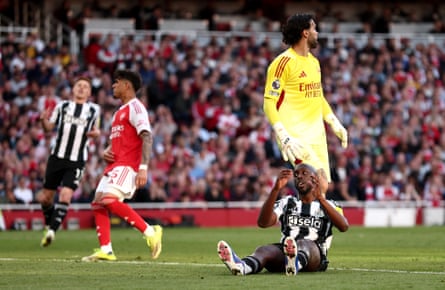 Newcastle’s Yoane Wissa raises his hands in frustration