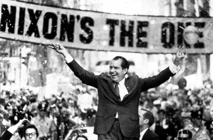 Richard Nixon campaigning for the presidency of the United States in 1968.