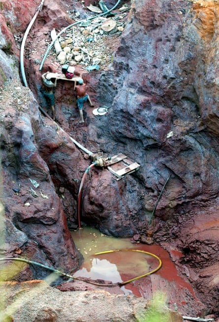Miners search for gold near the Las Cristinas concession where Canadian miner Crystallex holds a contract in southern Bolivar State, Venezuela.