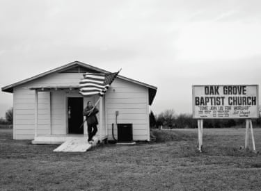 Photographed at the Oak Grove Baptist Church building in Roff, Oklahoma, this image is characteristic of his practice, photographing his surroundings and community