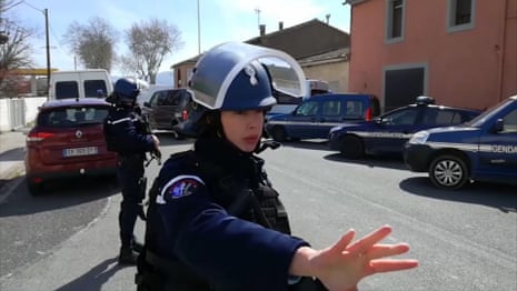 Police and ambulances at scene of French hostage situation – video